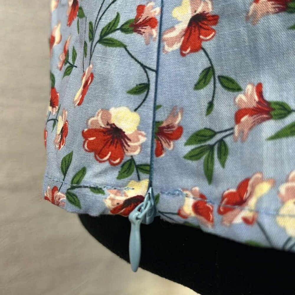 Allegra K Blue Floral Short Sleeve SZ L Top CottageCore CoquetteGirl Feminine - Picture 5 of 9
